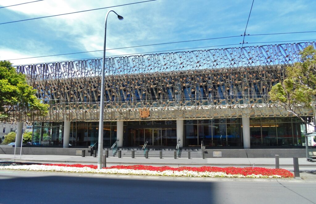 Entrance to the Supreme Court of New Zealand in Wellington
